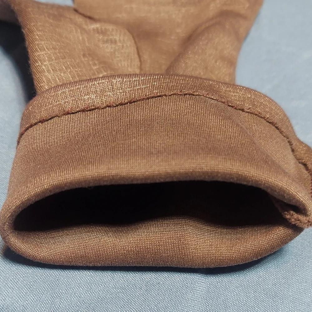 Vintage 50s 60s Brown Stretch Nylon Rayon Blend Gloves Size S 6.5 Day Formal